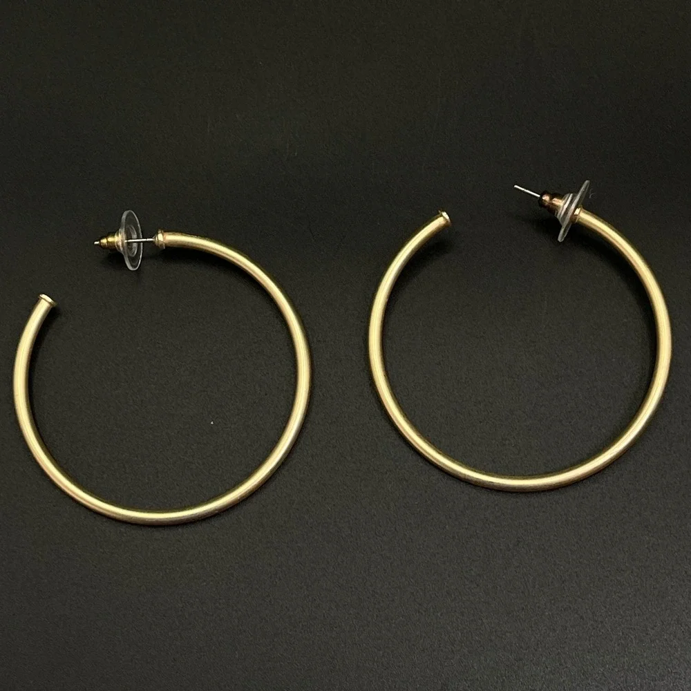 Hoop Earrings Women Gold Large Matte Finish C-Shape Pierced Jewelry Boho‎